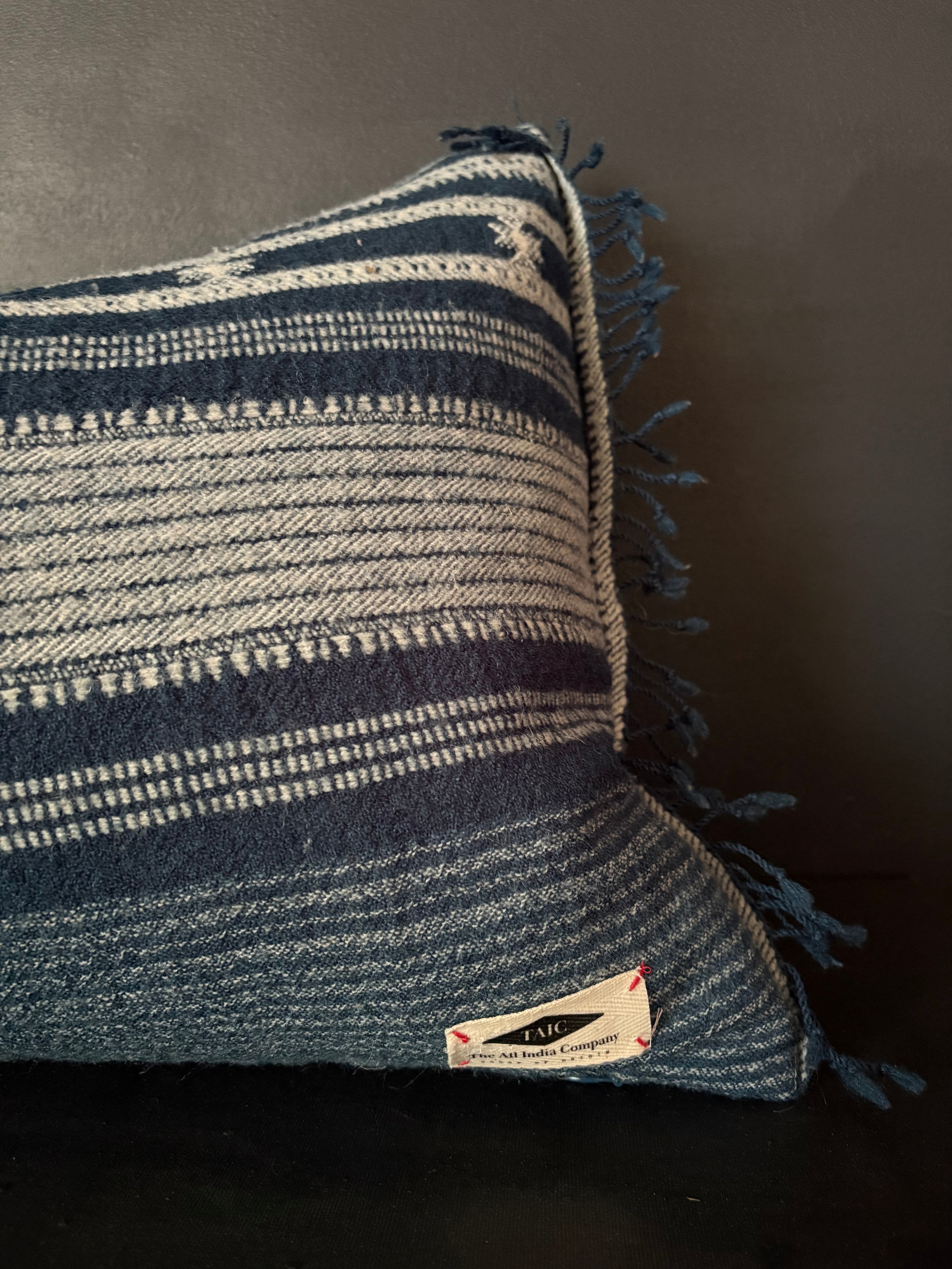 The Pastoralist Wool Lumbar Pillow in Blue