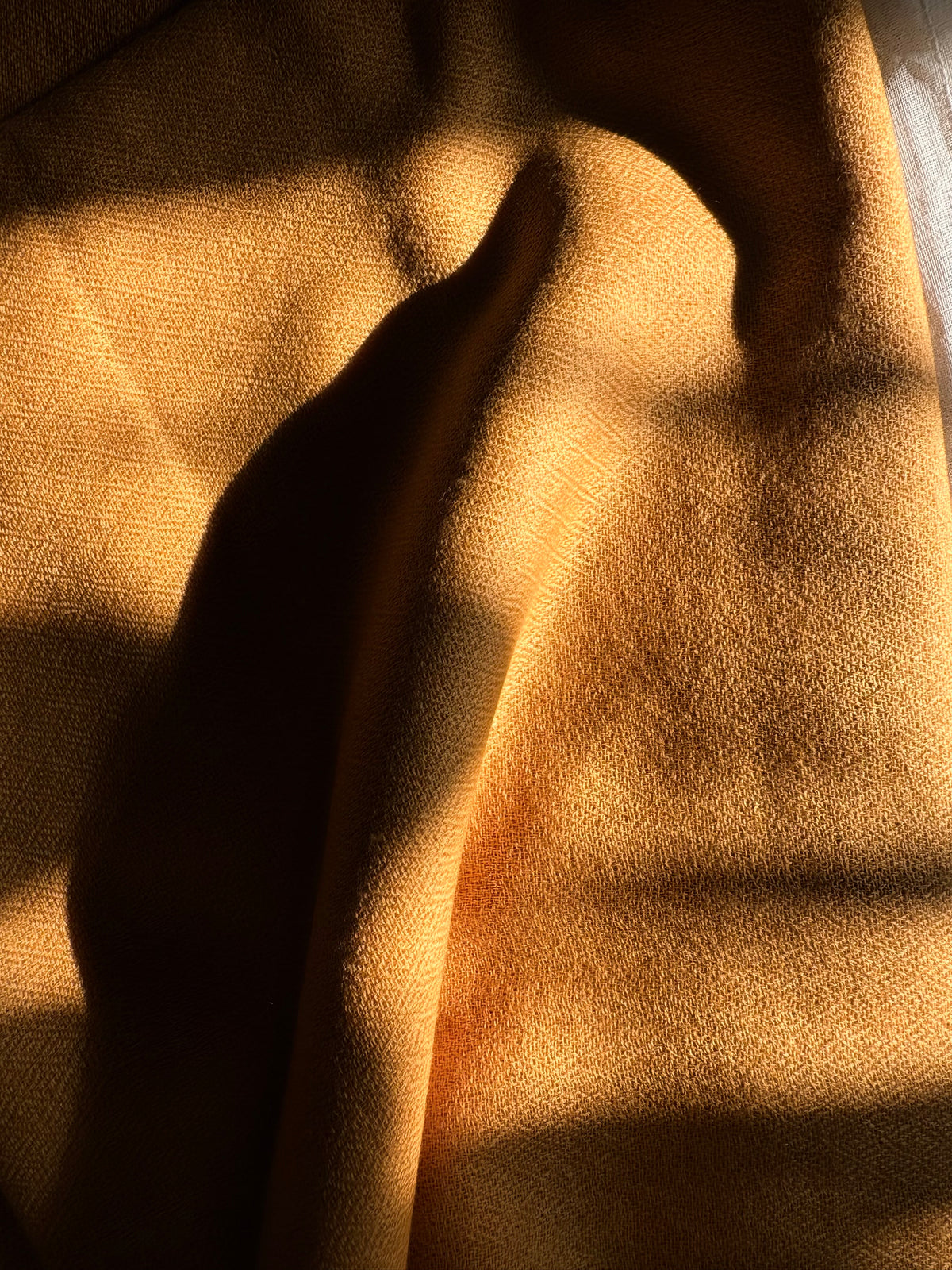 The Highland Wool-Silk Stole in Mustard