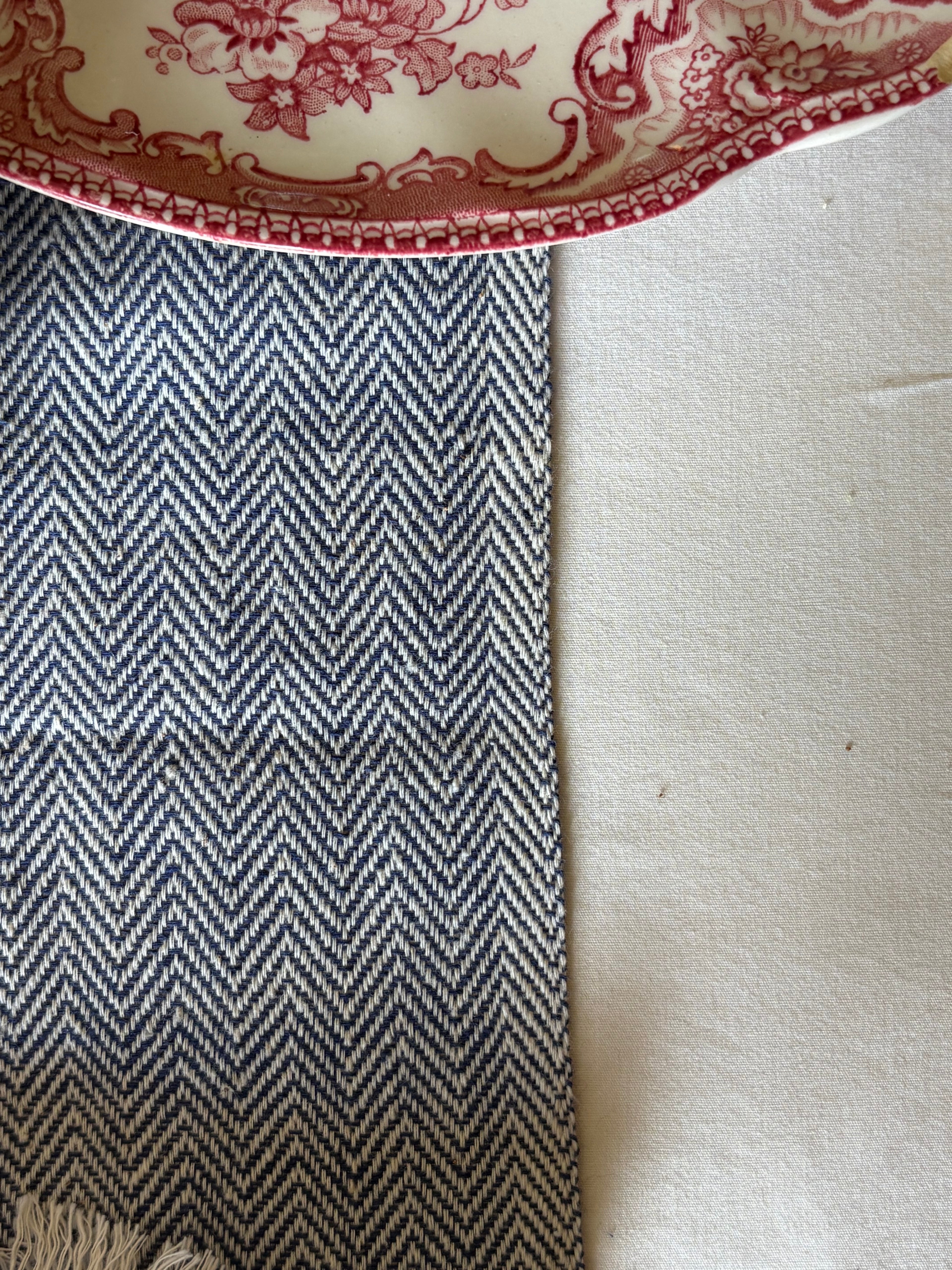 The Kala Cotton Herringbone Table Runner in Ink