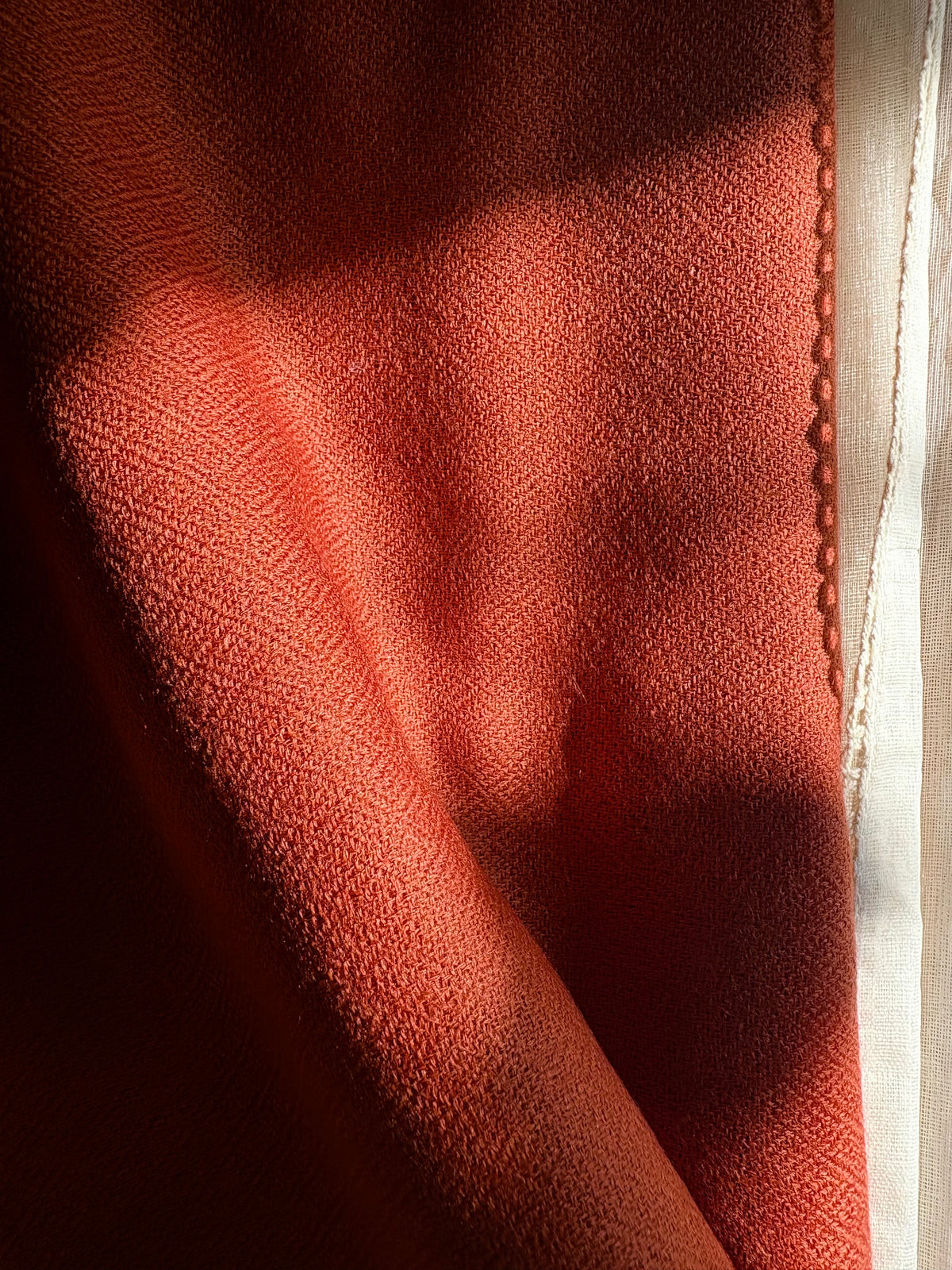 The Highland Wool-Silk Stole in Burnt Orange