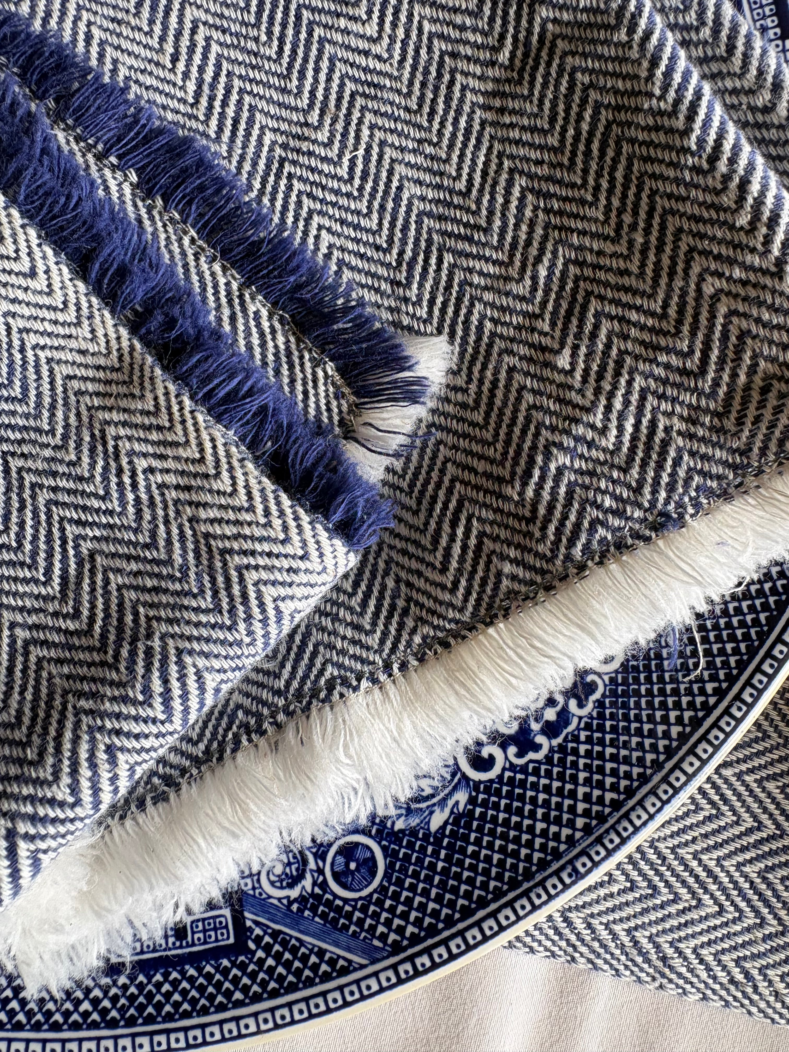 The Kala Cotton Herringbone Dinner Napkin Pair in Ink