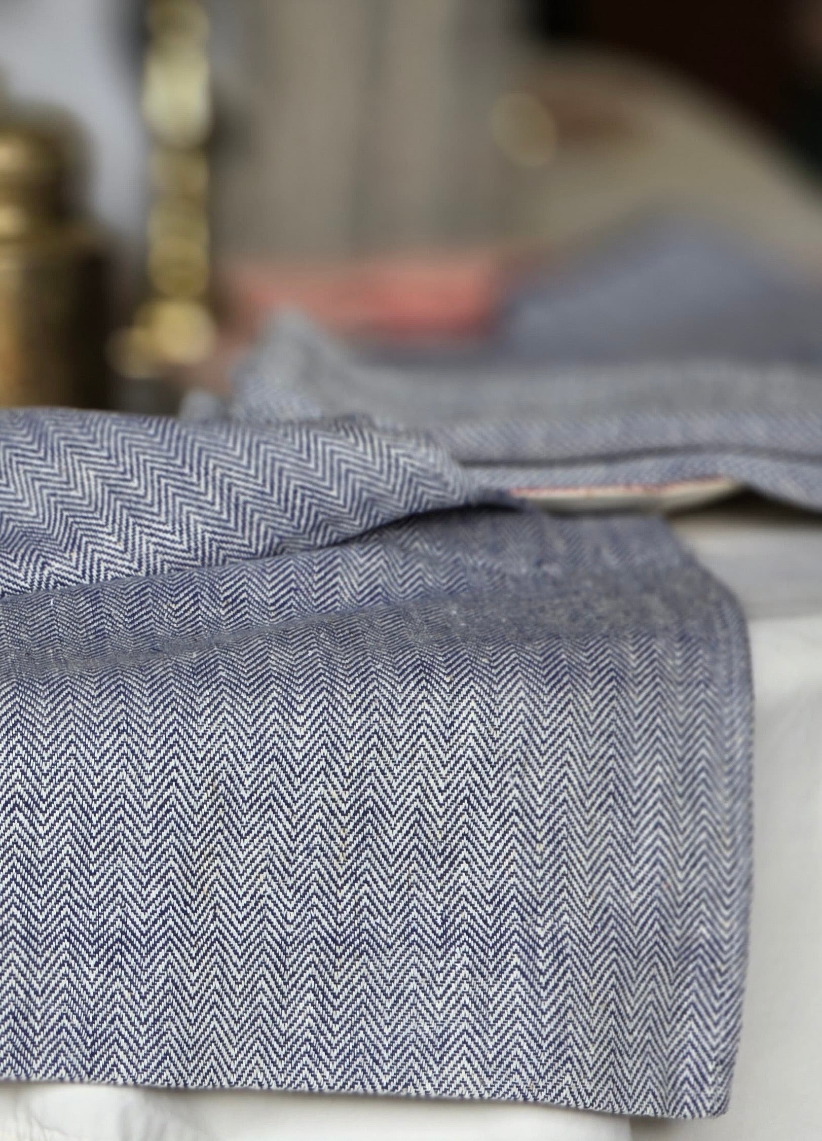 The Kala Cotton Herringbone Table Runner in Ink