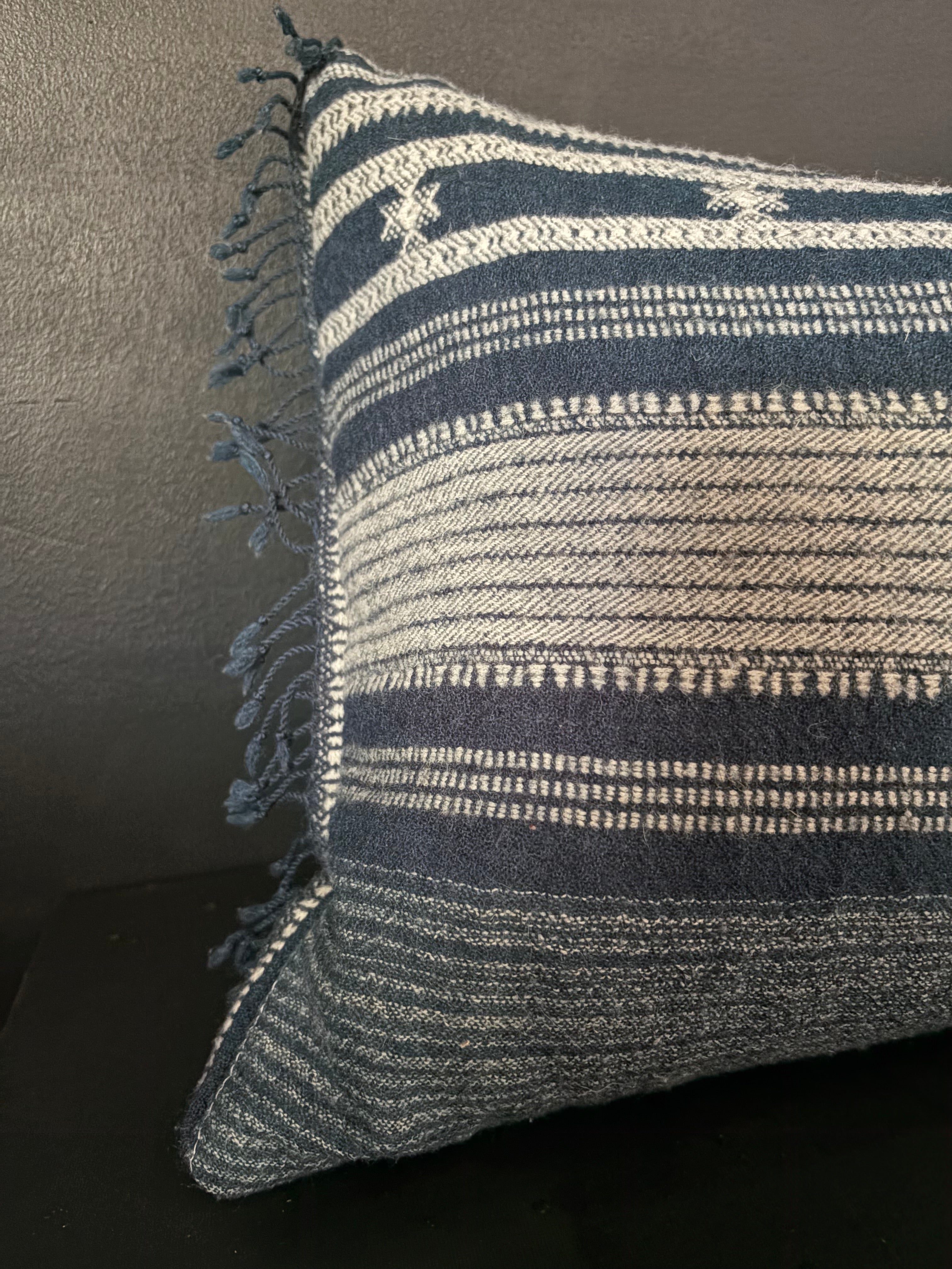The Pastoralist Wool Lumbar Pillow in Blue