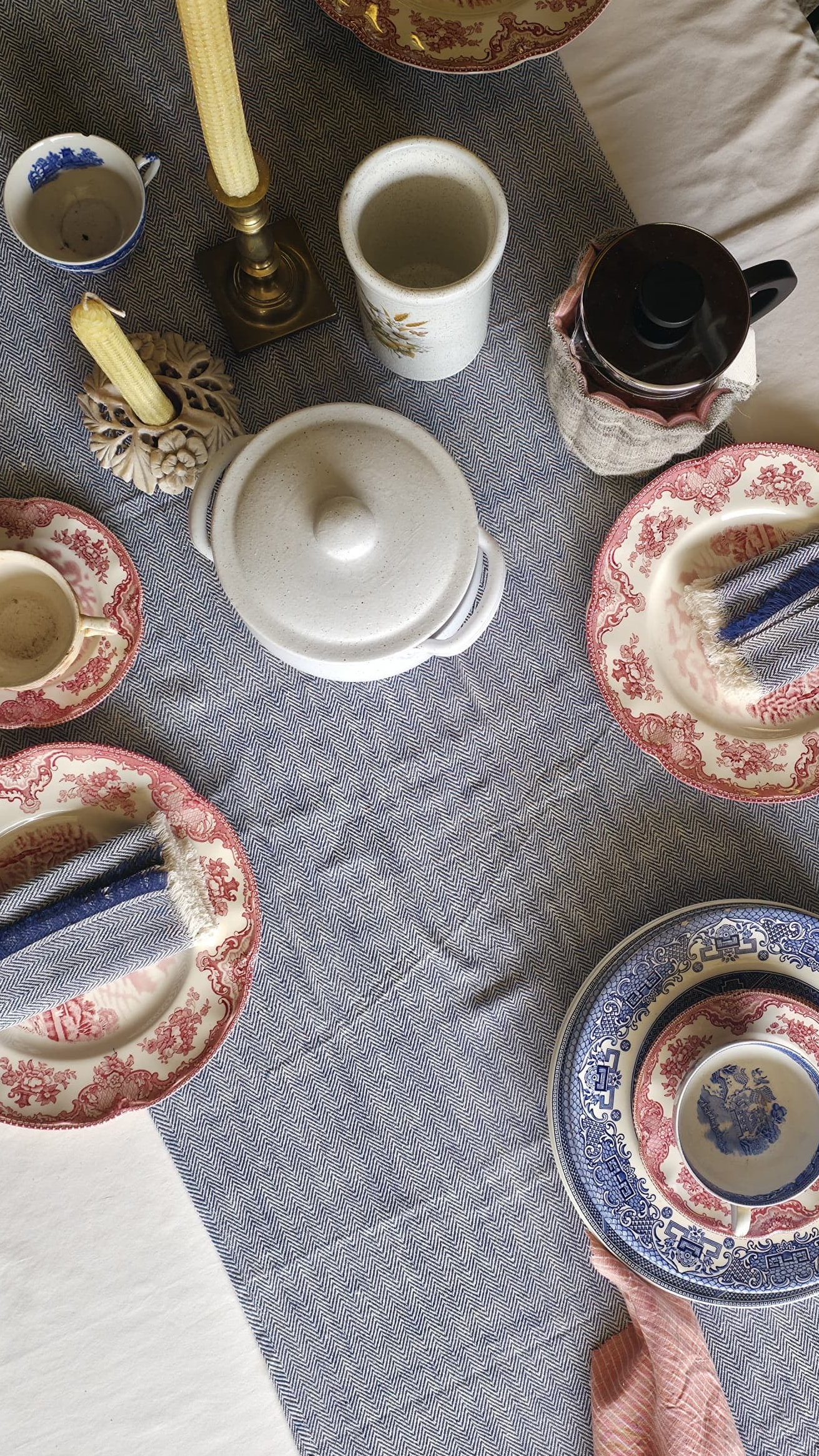 The Kala Cotton Herringbone Table Runner in Ink
