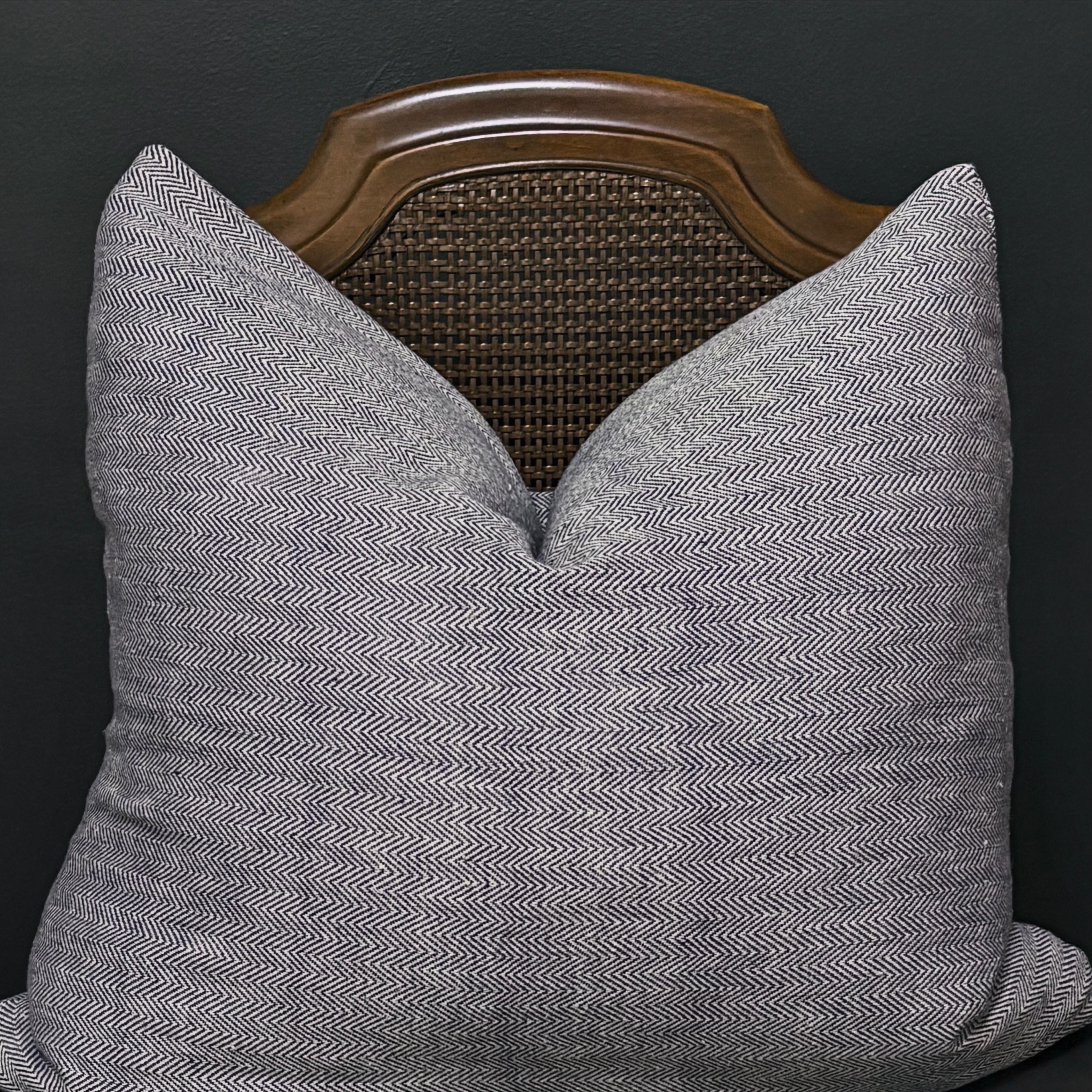 The Kala Cotton Herringbone Pillow in Ink