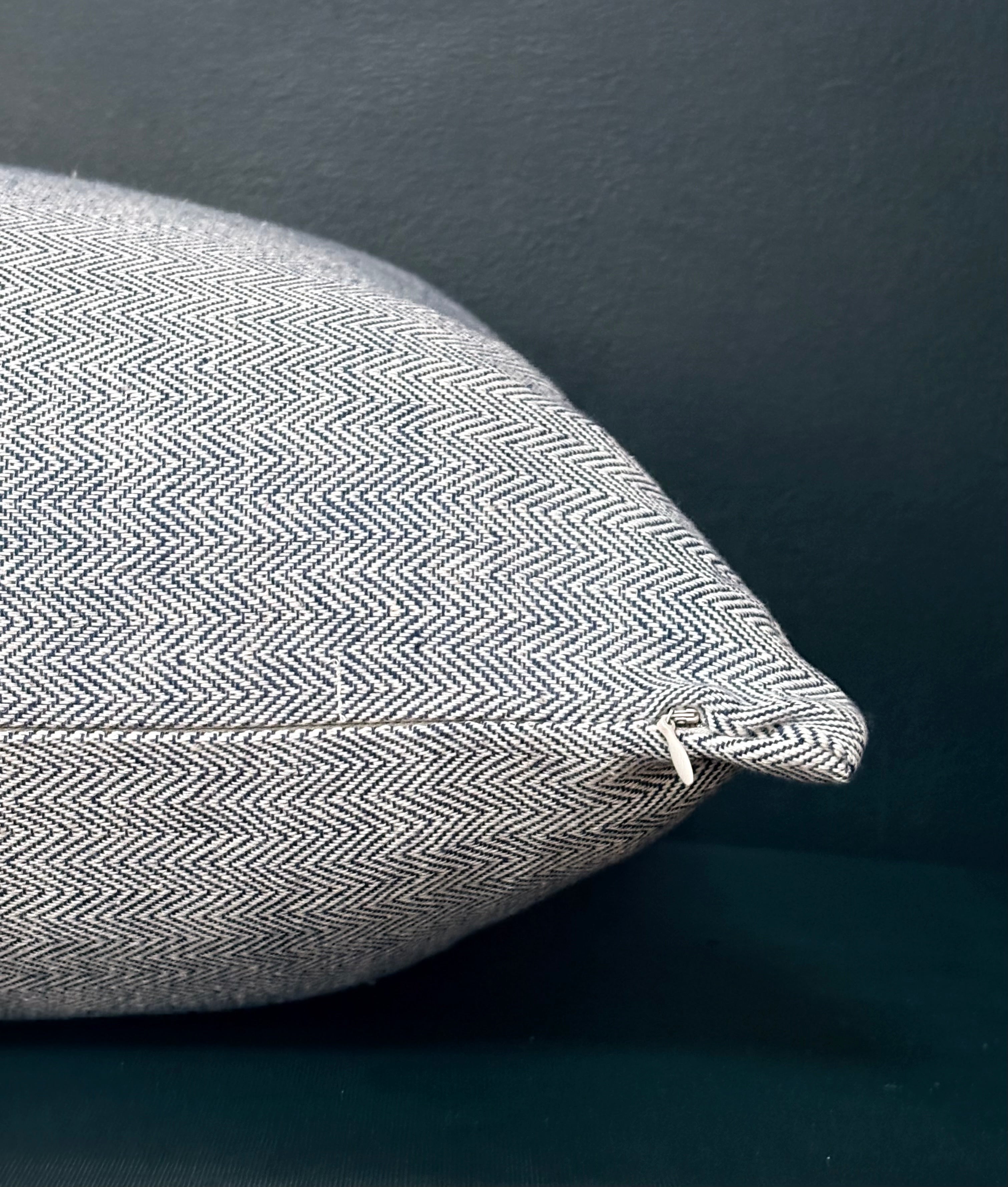The Kala Cotton Herringbone Pillow in Ink