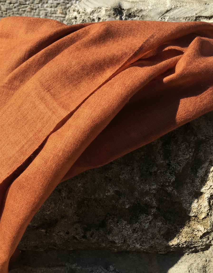 Fine Wool Stole in Burnt Orange