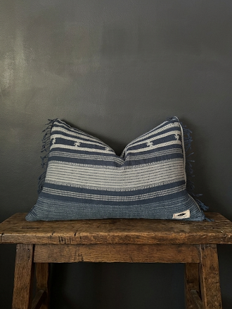 The Pastoralist Wool Lumbar Pillow in Blue