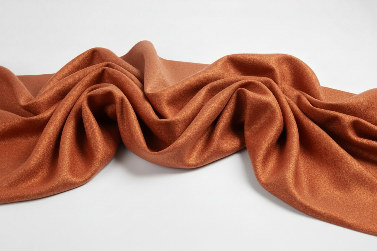 Orange fabric draped over a white surface