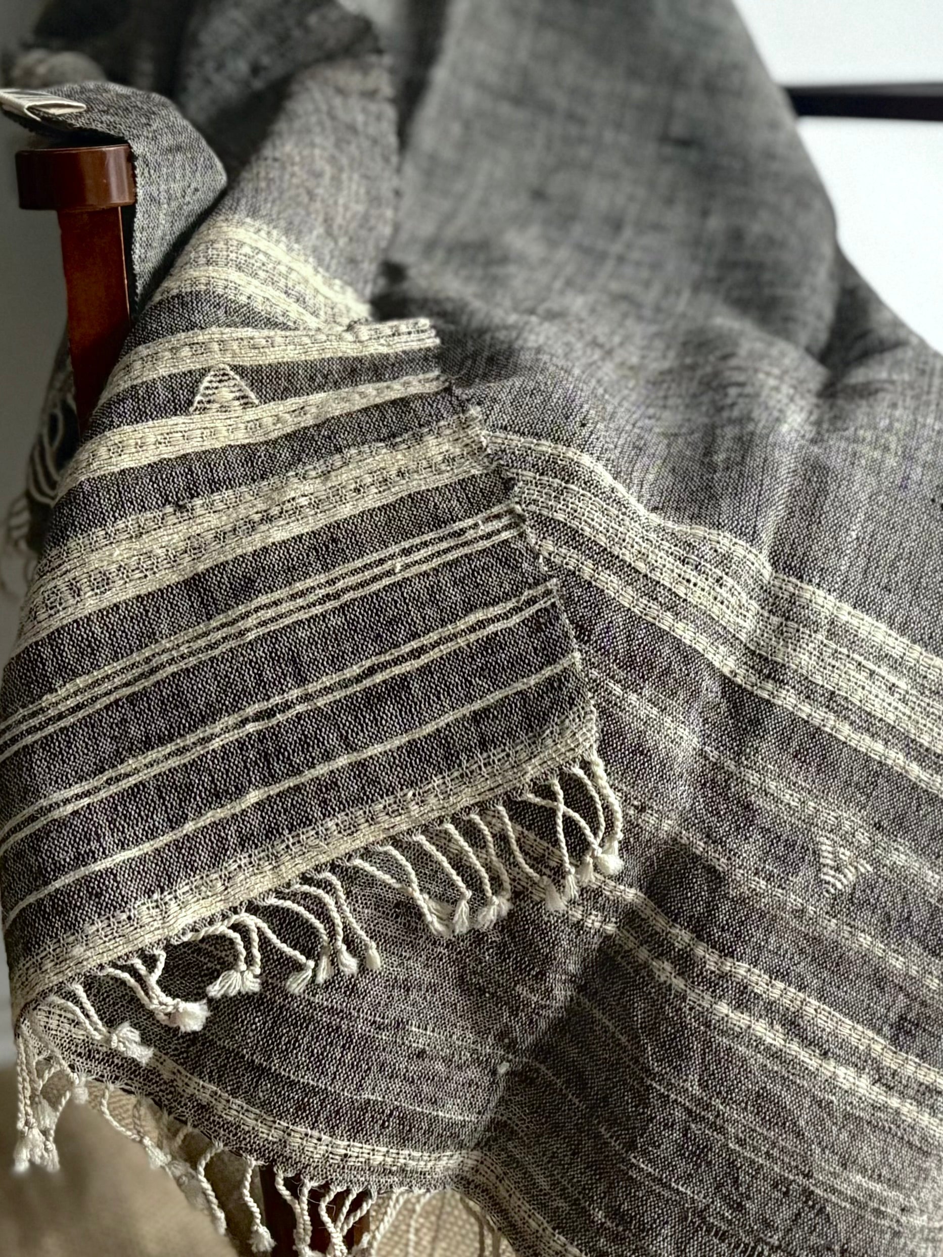 Wool blanket hung on a chair