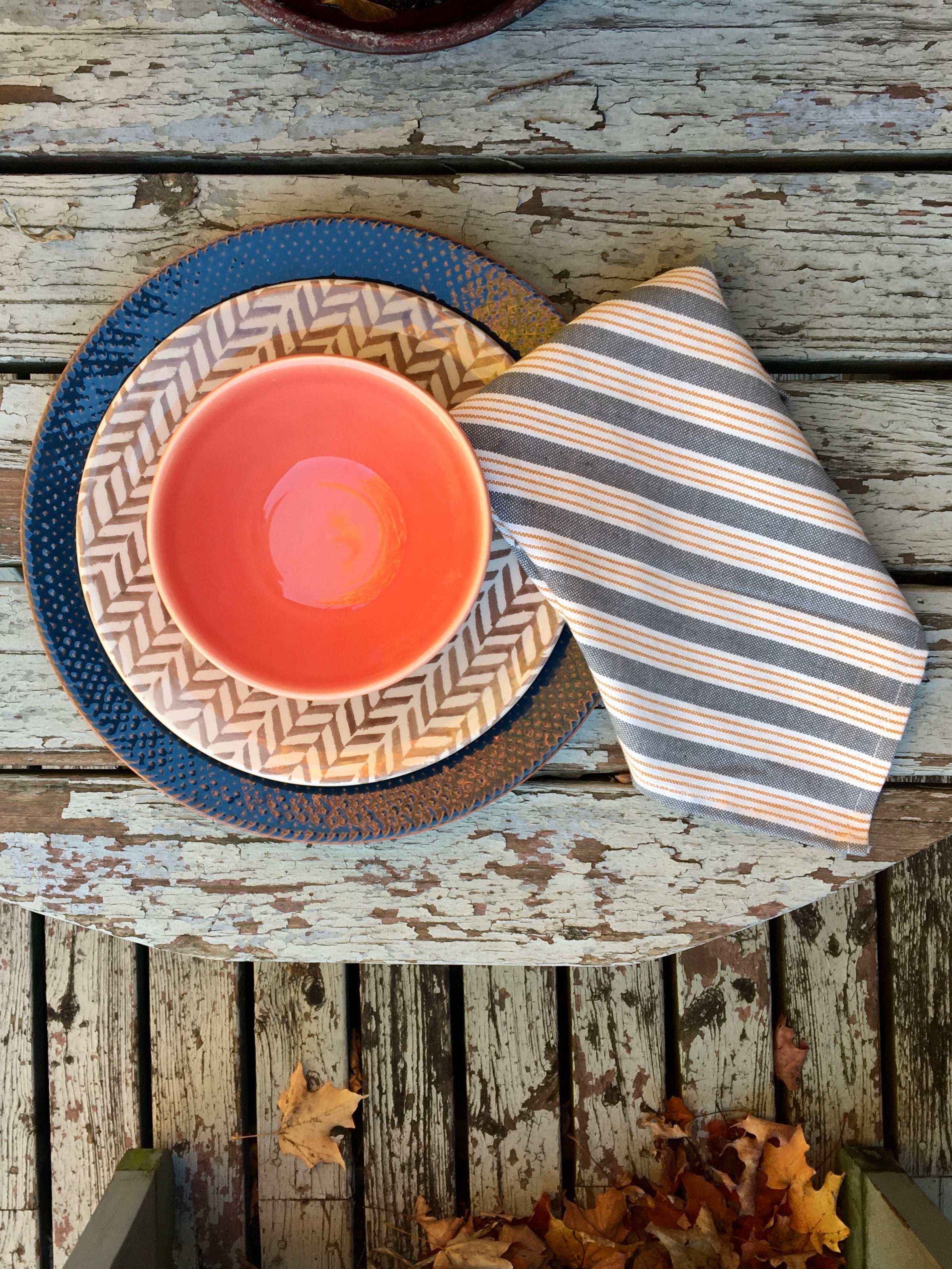 The Lunch Napkin in Autumn Stripe